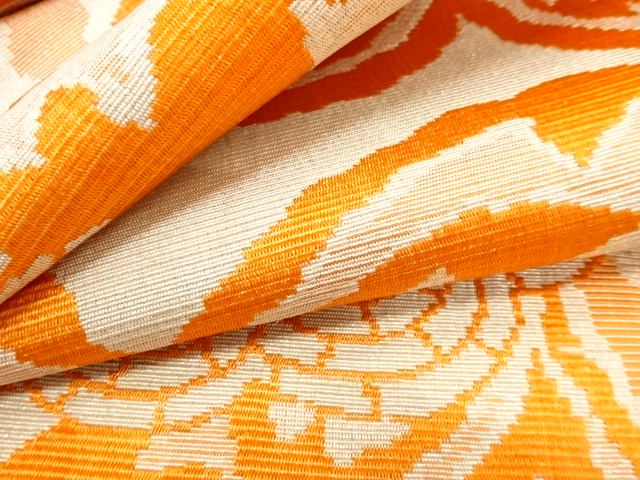  アンティーク　雲に花模様織り出し　八寸帯地反物